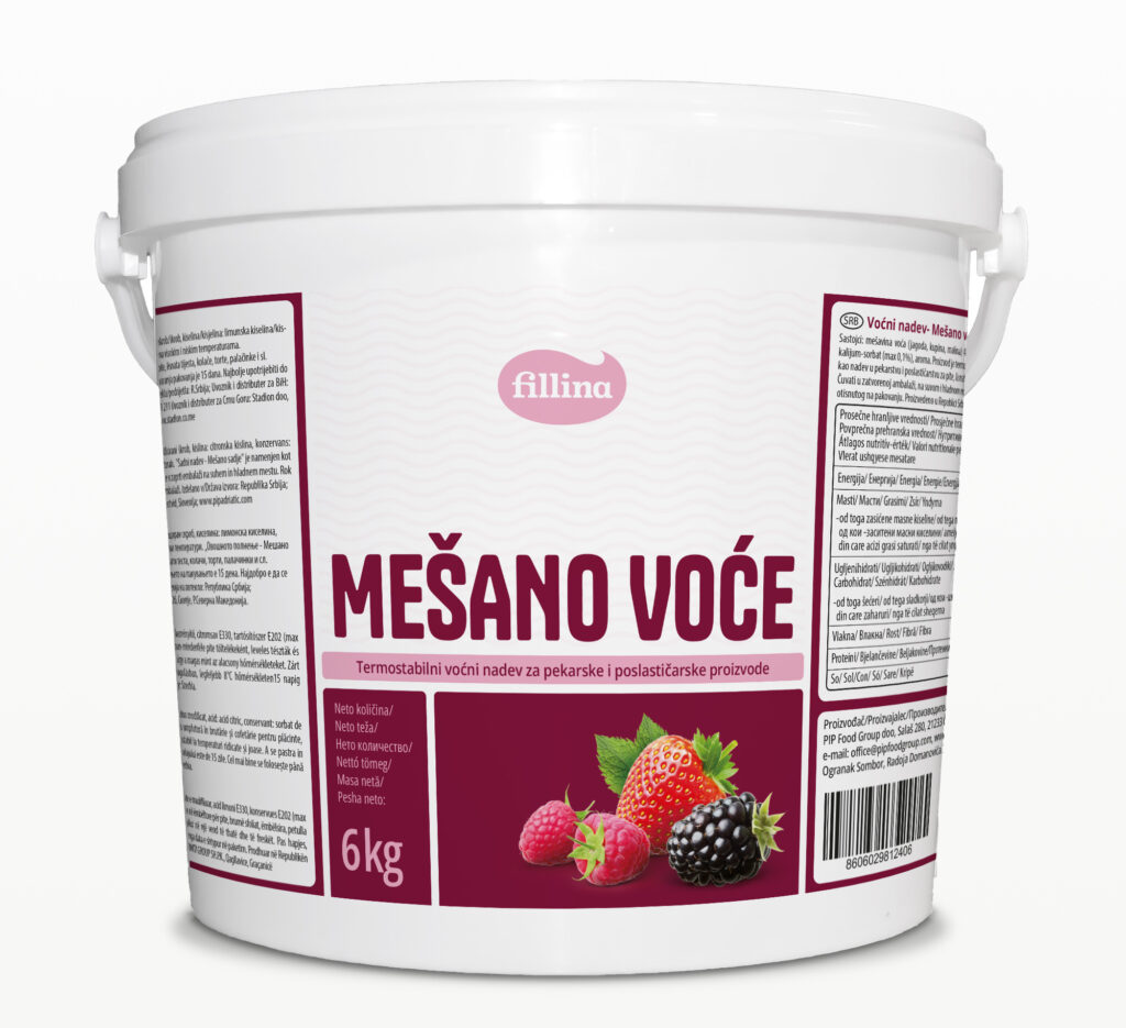 Fillina stuffing mixed fruit bucket display Filling: Filling: mixed fruit